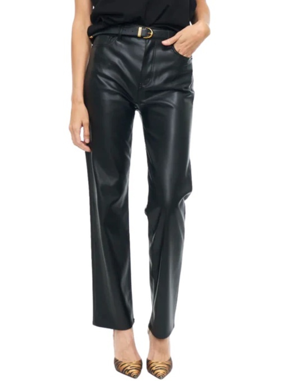 Pistola Black Straight Leg Leather Pants